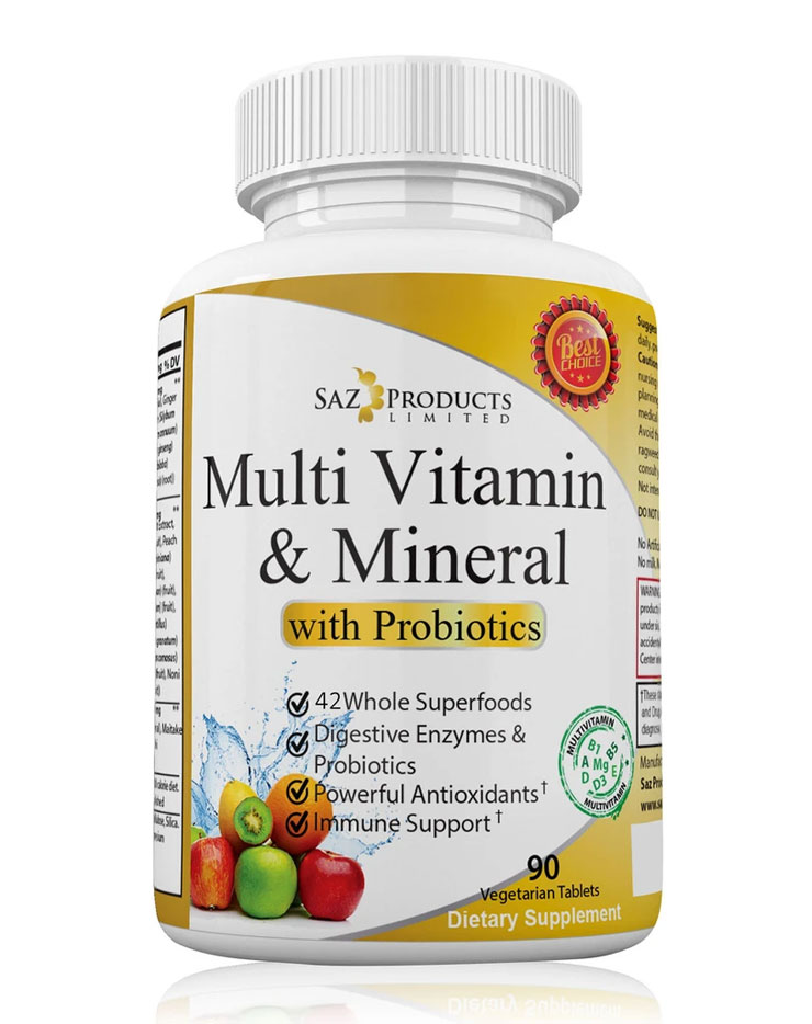 Saz Whole Food Multivitamin and Mineral with Probiotic